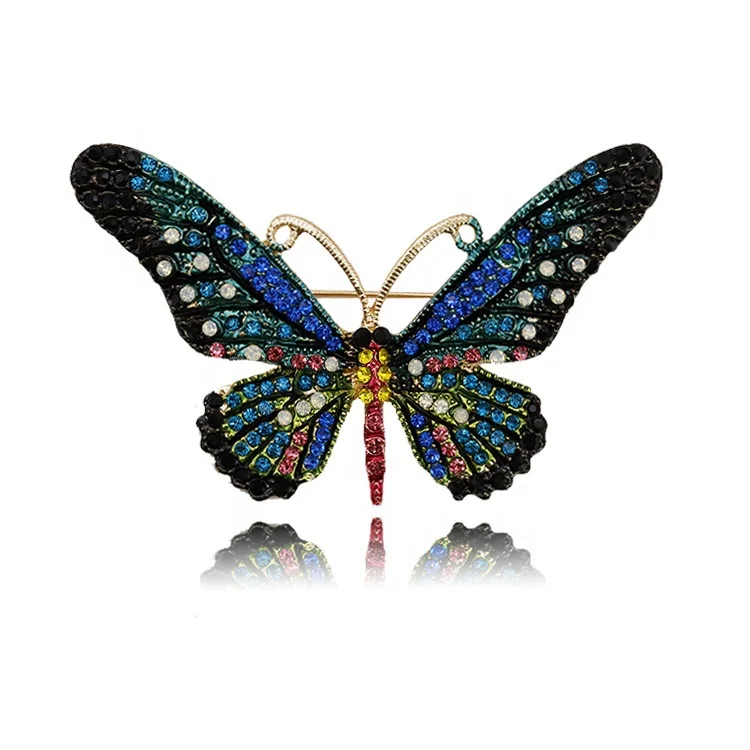 

XILIANGFEIZI Korea Elegant Hot Selling Accessories Creative Rhinestone Animal Pin Butterfly Brooches, As shown