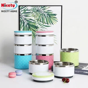 Image of Amazon 3 Tier reusable stackable thermal food containers stainless round products