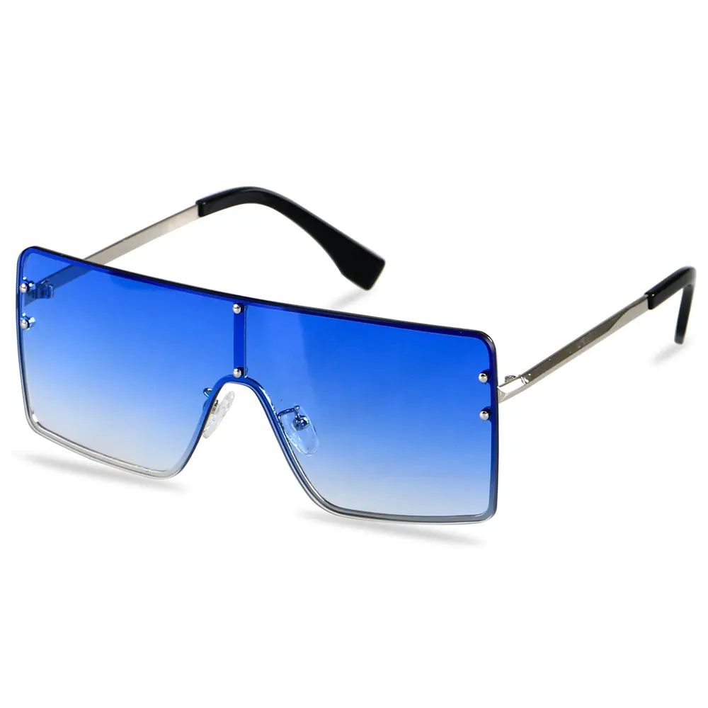 

2021 Fashion Luxury Brand Oversized Square Sunglasses Men Women Vintage Metal Big Frame Rimless One Lens Sun Glasses UV400