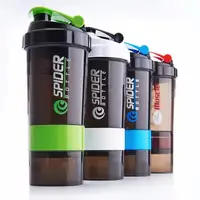 

BPA Free GYM Calibrated Protein Shaker Bottle with Powder Box, Cheap shaker bottle blender with Capsule Box