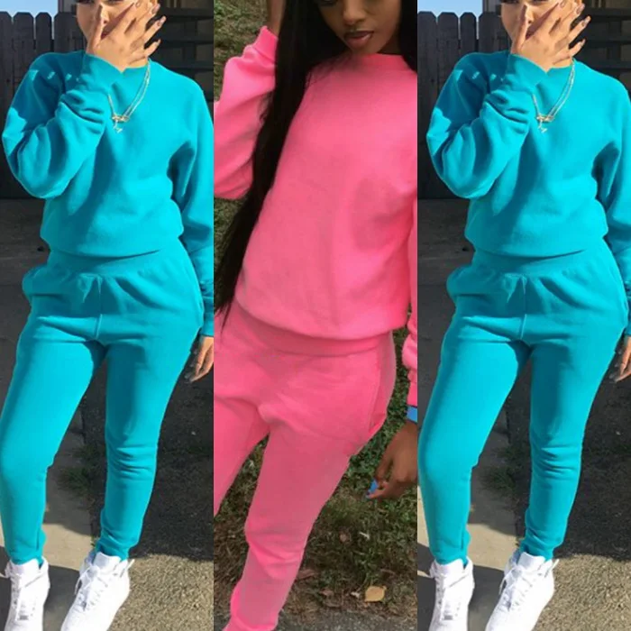 

Two piece tracksuit slim fit Women 2 Piece Set Tracksuits sweat suits, Pink + green
