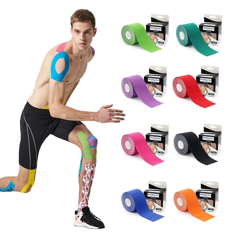 

CE custom logo printed breathable waterproof cotton elastic high performance therapy muscle athletic kinesiology sports tape