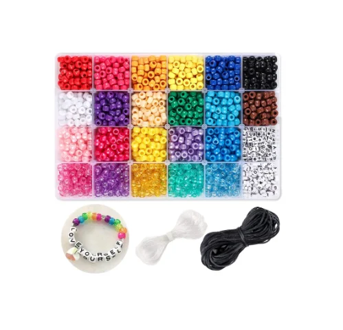 

3390pcs Craft Rainbow Bead Set 22 Colors 9mm Plastic Beads and Letter Beads for Bracelets and Jewelry Making Accessories