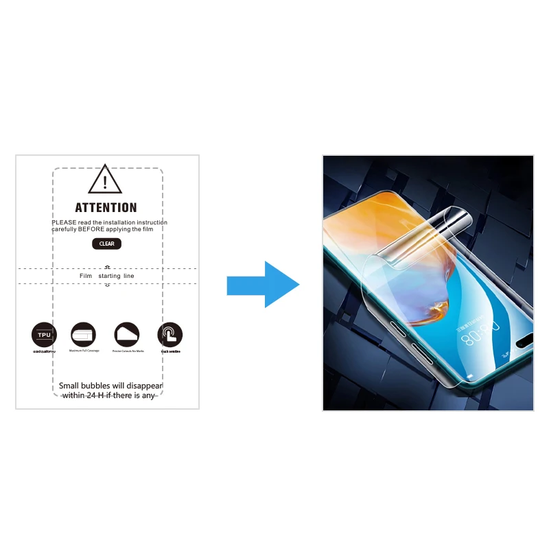 

High quality Anti-fingerprint HD Clear TPU Film Mobile Phone Hydrogel Film Phone Screen Protector for Cutting Machine Hydrogel, Transparent