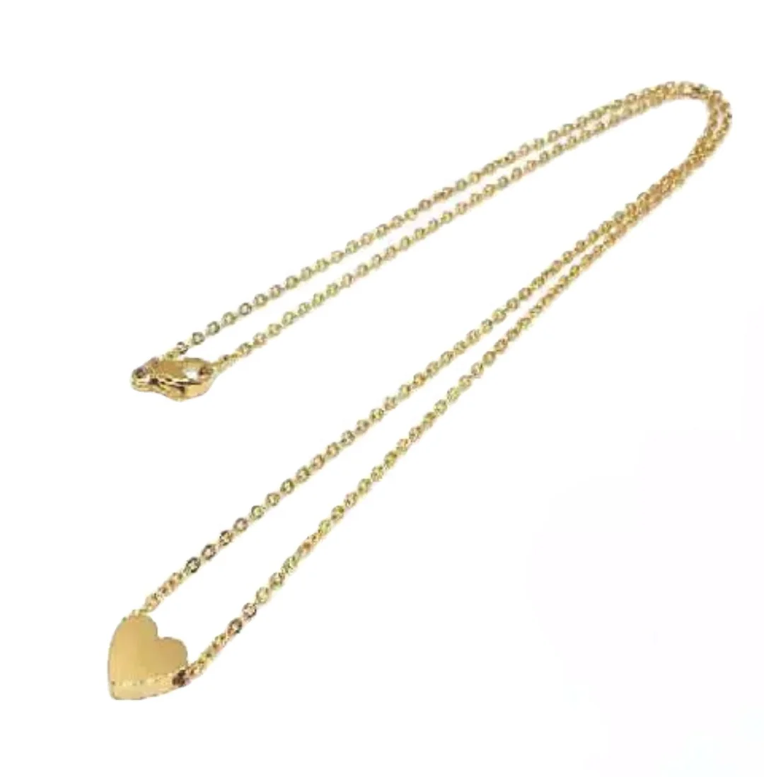 

New Tiny Heart Stainless Steel Necklace for Women Chain Heart Shape Pendant Gift Ethnic Bohemian Choker Necklace, Gold color