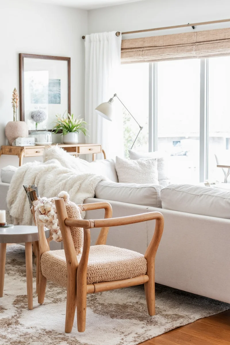 Family enjoying fall living room decor