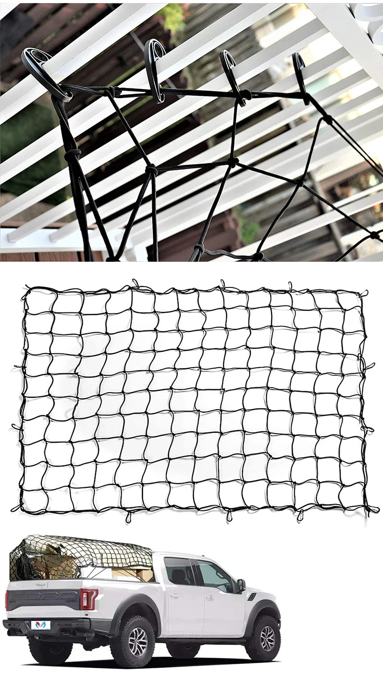 
Rugged pickup Truck Bed Cargo Net with Additional Universal Elastic truck luggage net 