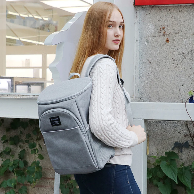 

OB085 customized wholesale gray Outdoor lunch food insulation picnic bags EVA wine travel meal Backpack ice bag