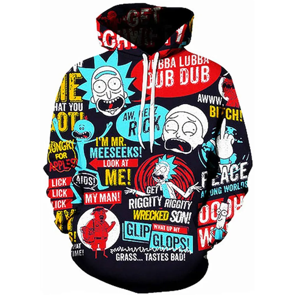 

full zip up men hoodie good omens hoodie Rick Morty 3D Print custom hoodie