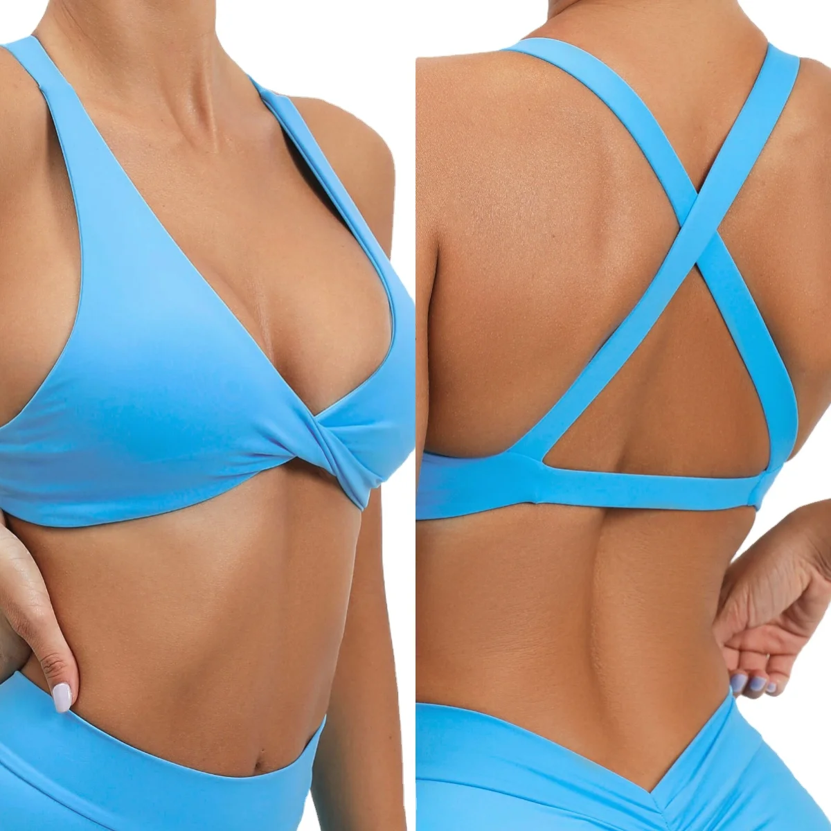 Back Cross Women's Workout Sports Bras Fitness Backless Padded Low Yoga Crop Tank Top Sport Bra Seamless Breathable
