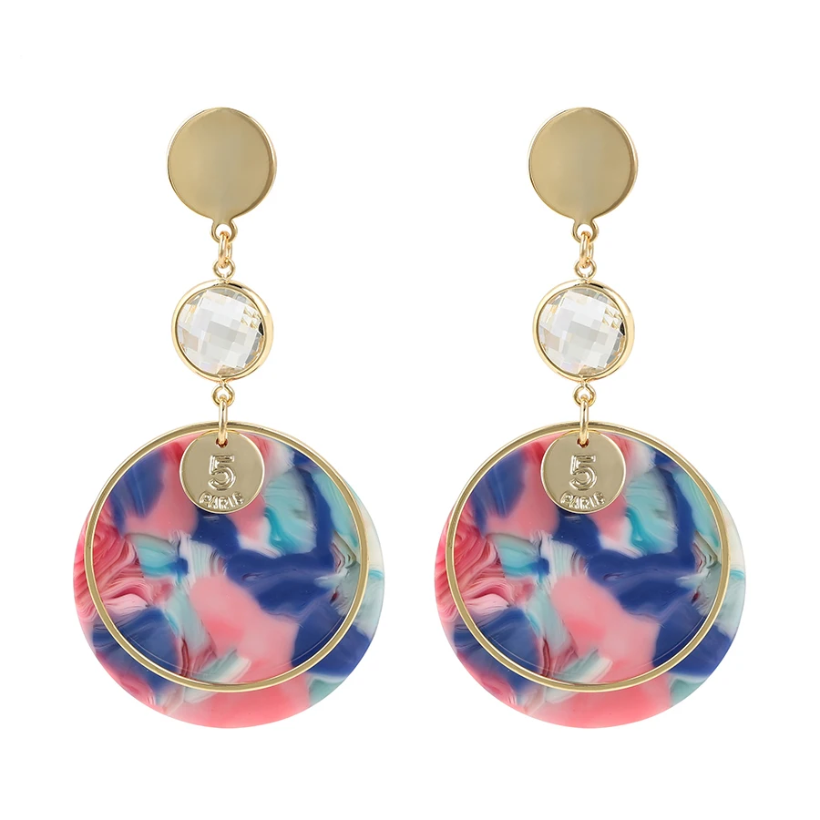 

BLE-1028 Xuping fashion jewelry new arrival colorful stone earring, gold color acrylic earring for women