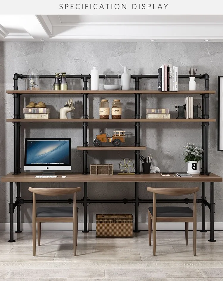 Factory Directly Industrial Pipe Book Shelf Prive Design Steel Computer