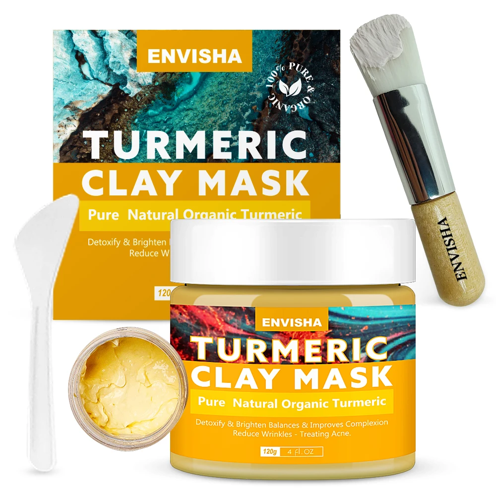 

Turmeric Clay Mask Private Label Organic 30% kaolin Yellow Bentonite Facial Mask Skin Care Face Turmeric clay Mask