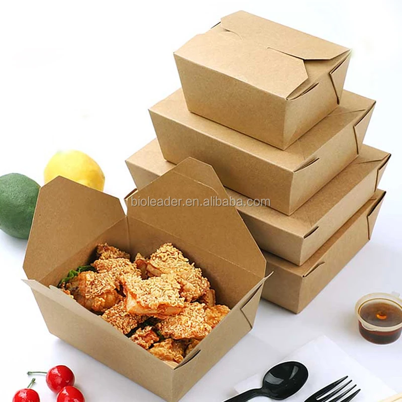 

Customized Disposable Takeaway Take out Kraft Food Paper Box Packaging