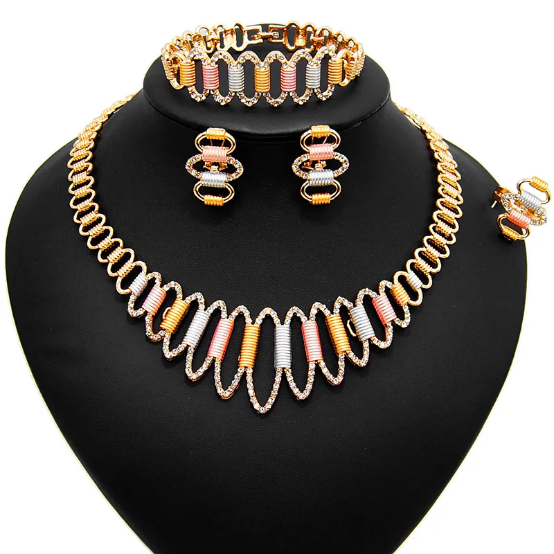 

Vintage Oval Circle Design Jewelry Sets Copper Alloy Colorful Gold Plated Fashion Costume Set Women Party Dating Banquet Gift, Gold red any color is avaliable