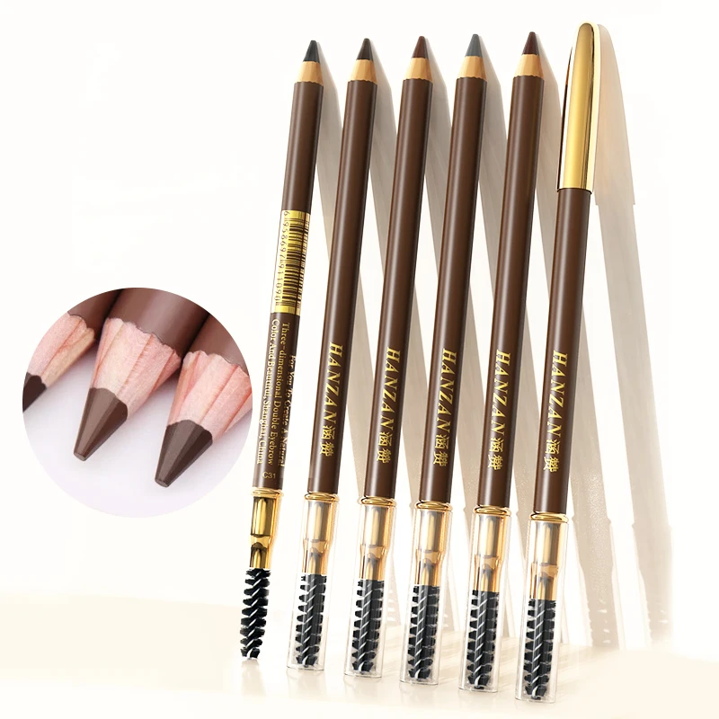 

Wholesale vegan waterproof eye brow liner pen private label cruelty free makeup wooden eyebrow pencil powder and brow tint