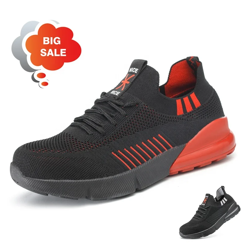

wholesale high quality lightweight safety boots work shoes industrial breathable slip resistant anti smashing, Black