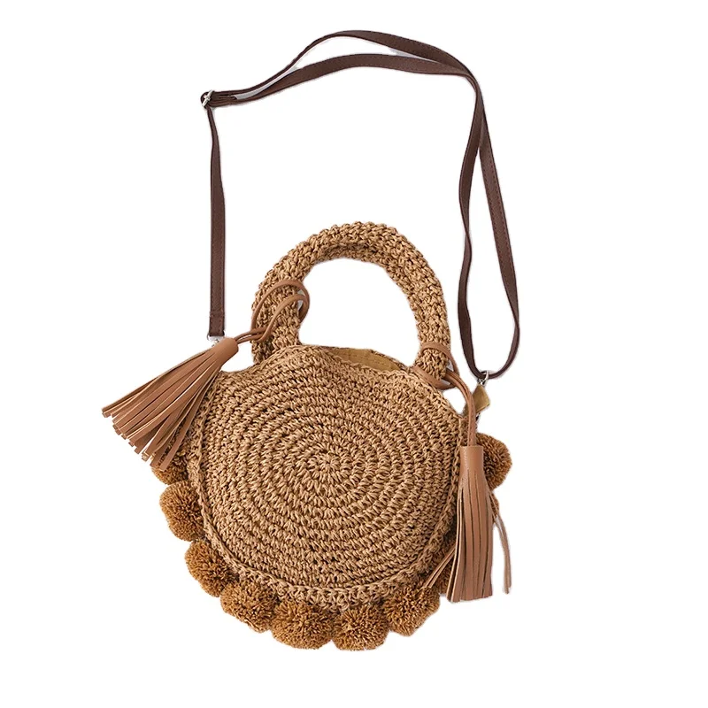 

Handmade Straw Bag, Moroccan Shopping Bag French Basket round Beach cloud bag, Customized color