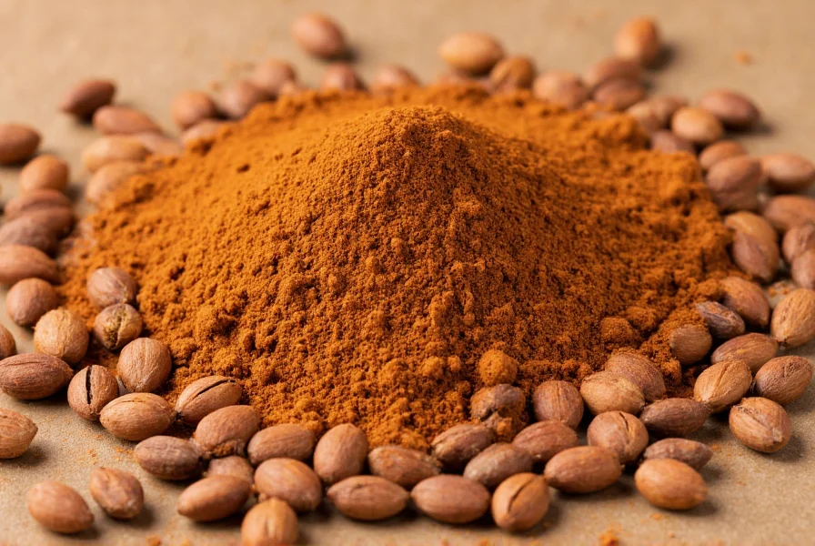 Close-up of cumin seeds and powder showing earthy brown color