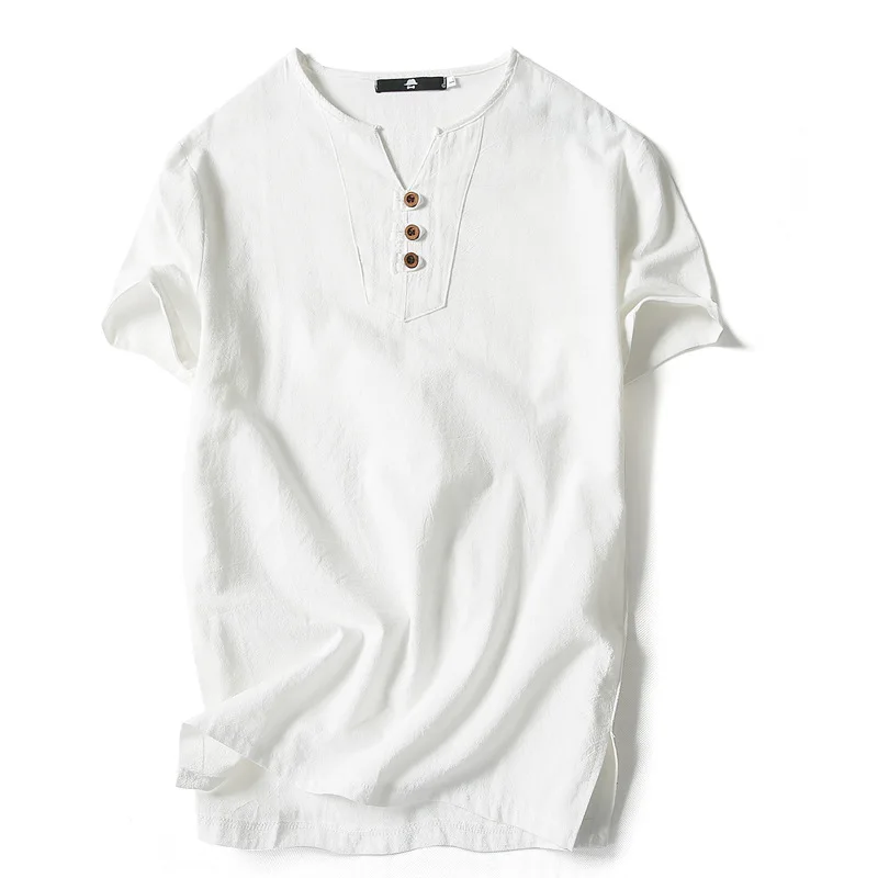 

Cheap price Summer men's short-sleeved linen T-shirt