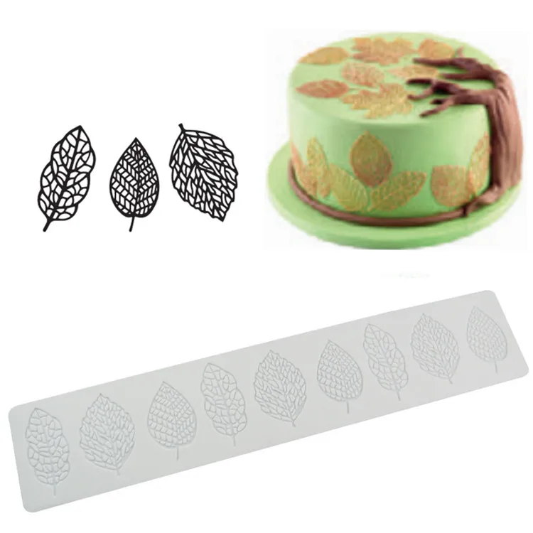 

Y3695 Creative Leaf Lace Mat Silicone Fondant Cake Mold DIY Chocolate Decoration Baking Mold, Random
