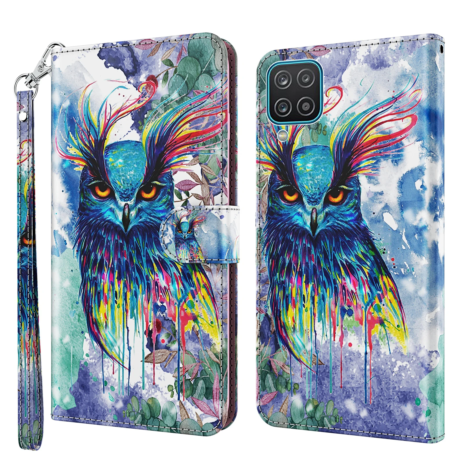 

2021 Art Print Luxury Fashion Flip Cover PU Leather Phone Case For Samsung Galaxy A12 Wallet Bag Stand Capa Cases