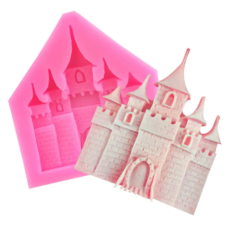 

Food Grade Silicone Bake Tool Castle Fondant Mold Silicone Castle Molds, Pink