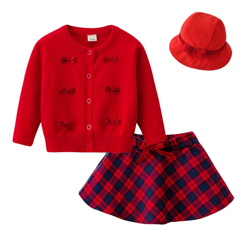 
Factory Wholesale 100% cotton red color princess girl sweater cardigan with bow knot design 