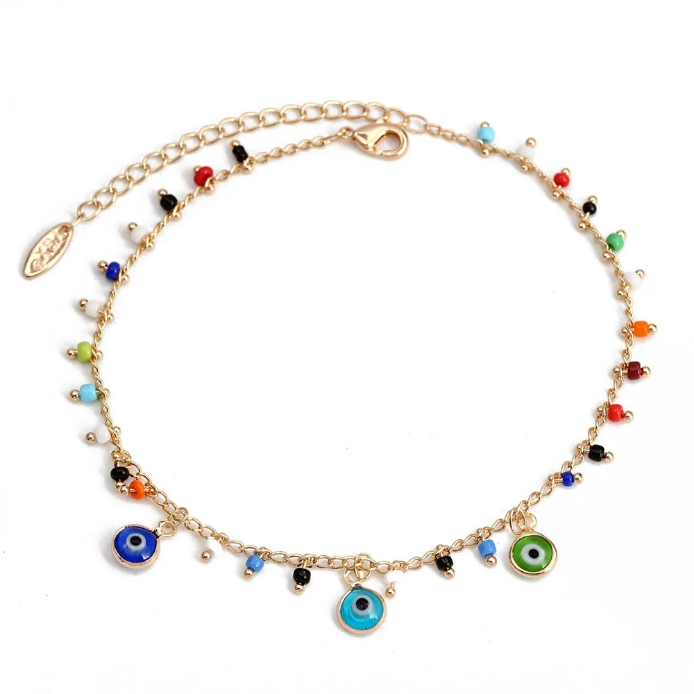 

Free Shipping And Free Sample Jewelry Beautifully Evil Eyes Pendant Plated 18K Gold Bracelets Women Adjustable, As pictures