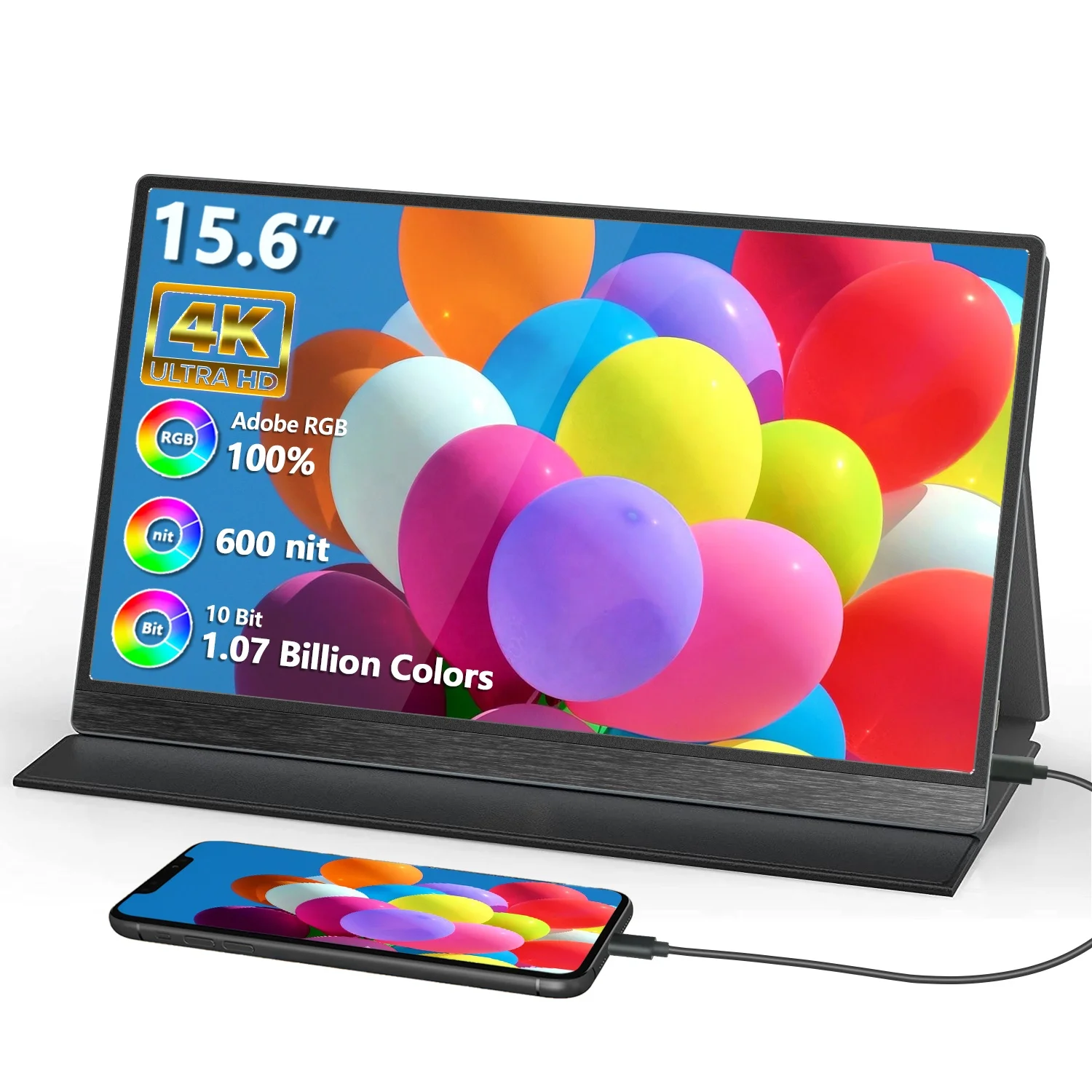 

Sibolan 15.6 inch portable monitor type-c usb 100% color gamut monitor 4k portable monitor screen for ps5 pc