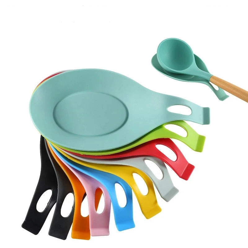 

Wholesale BPA Free Food Grade Kitchen Insulation Placemat Silicone Spoon Rest Silicone Spoon Holder, Multi colors