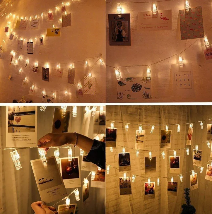 40 LED Photo Clip Peg String Lights Battery Operated Home Party Decor
