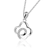 

2020 dainty minimalist cute zircon jewelry 925 sterling silver necklace four leaf clover Pendants for women