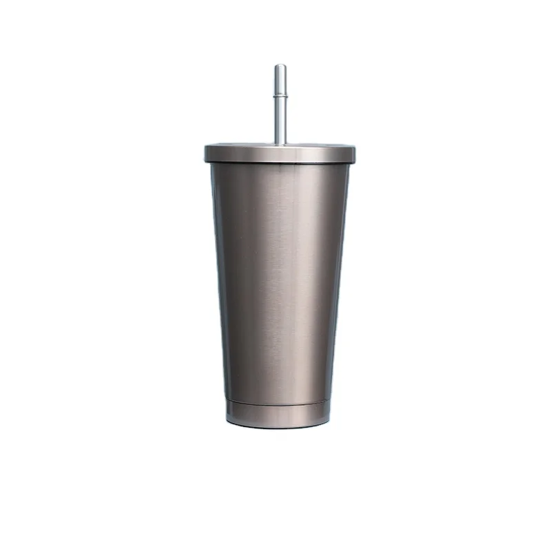 

Large Capacity 500ML 304 Stainless Steel Straw Cup Vacuum Various Colours Coffee Mug Tumbler Straw Thermos Cup, Customized color acceptable