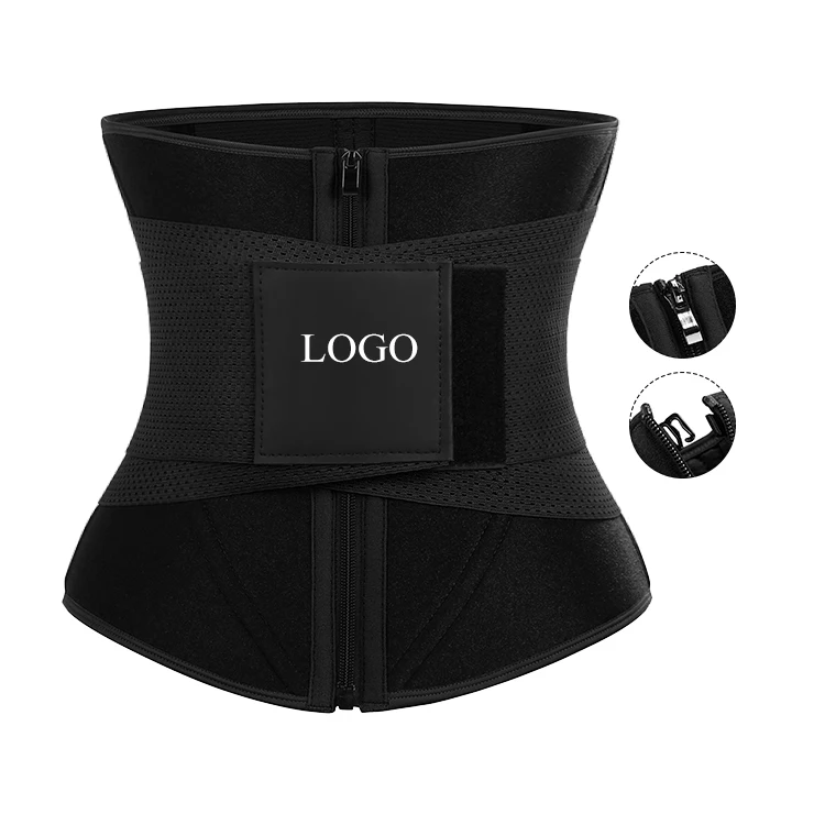 

Custom Logo Zipper Front Compression Back Supports Belts Women Slimming Shaper Neoprene Waist Trainer