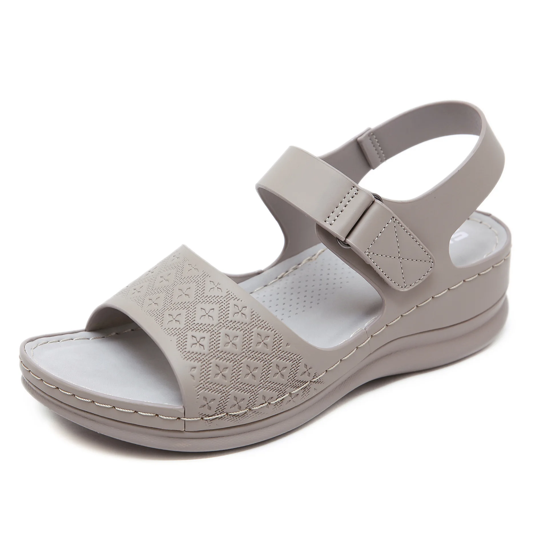

Women's shoes high heels new antiskid PU leather women's wear black casual plain summer light color sandals OEM spring
