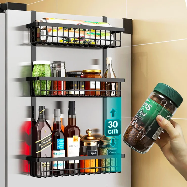 

Metal kitchen refrigerator display rack magnetic shelf spice rack refrigerator side rack hanger