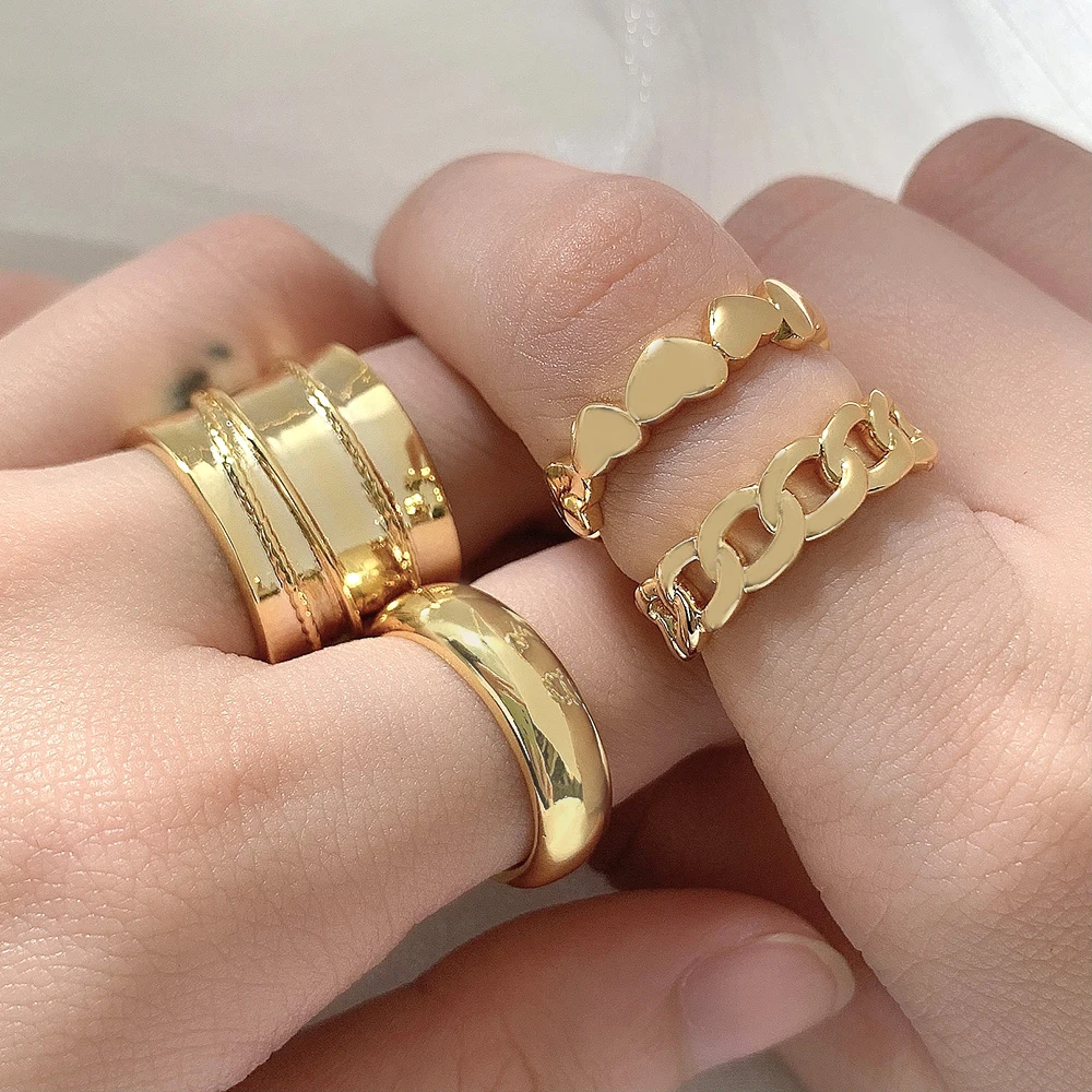 

surrounded heart trail stackable women minimalist gold rings
