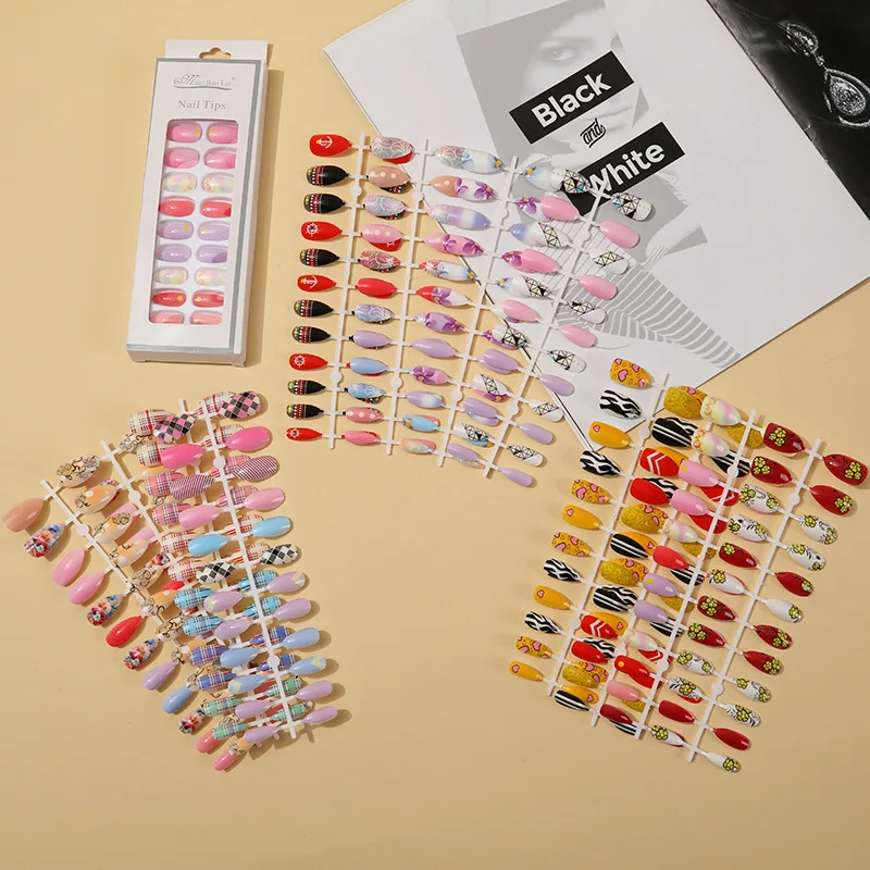 

Popular bride artificial nails tips for girls and women wholesale press on 3d pre design false press on nails