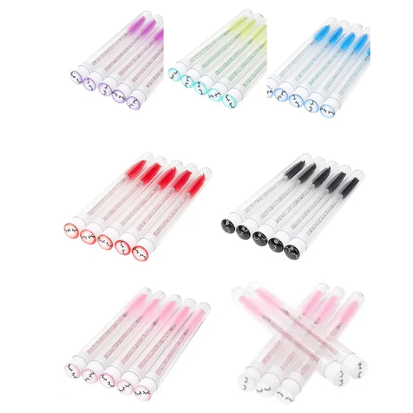 custom private label eyelash extension cleaning lash shampoo cleansing wand drip spoolie eyebrow brush in empty plastic tube