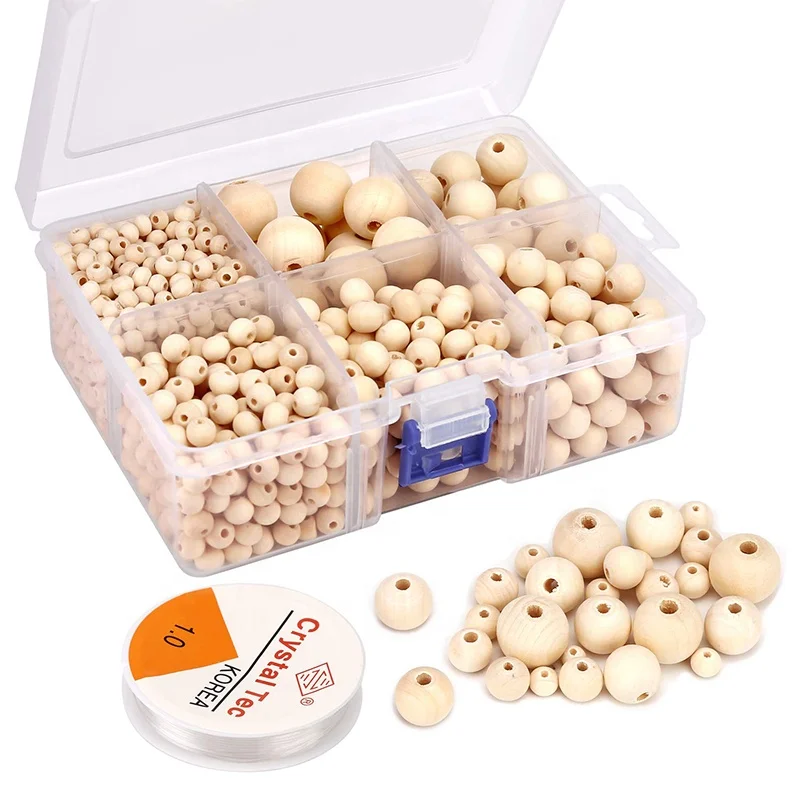 

Wholesale 6 Sizes Bulk Natural Round Necklace Bracelet Wooden Bead for DIY Jewelry Craft Making, Natural wood color