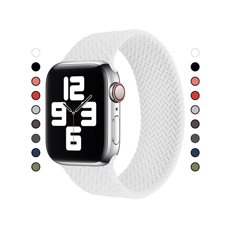 

Silicone Rubber Smart Apple Watch Unity Strap Elastic Braided Solo Sport Loop Bracelet Stretch Band 38 40 mm For Series 6 5 4, 9 colors
