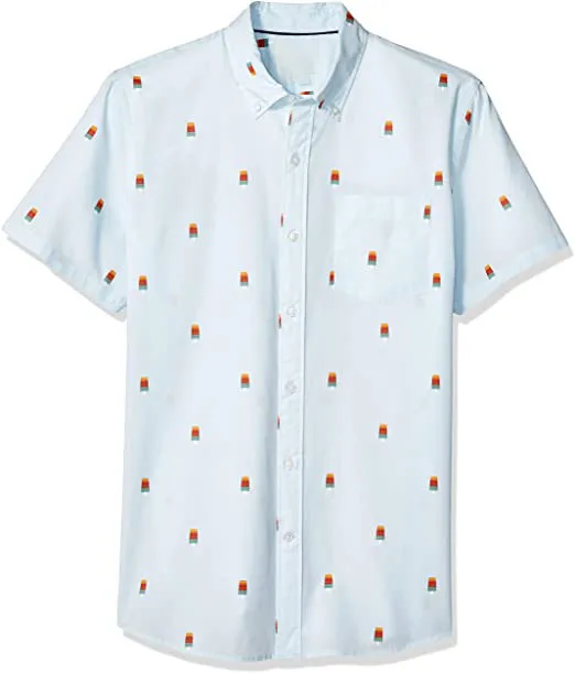 

Renewable Fabric Custom For Men Printed Poplin Regular Cotton Short Sleeve Button Down Shirt Plus Size, Custom color