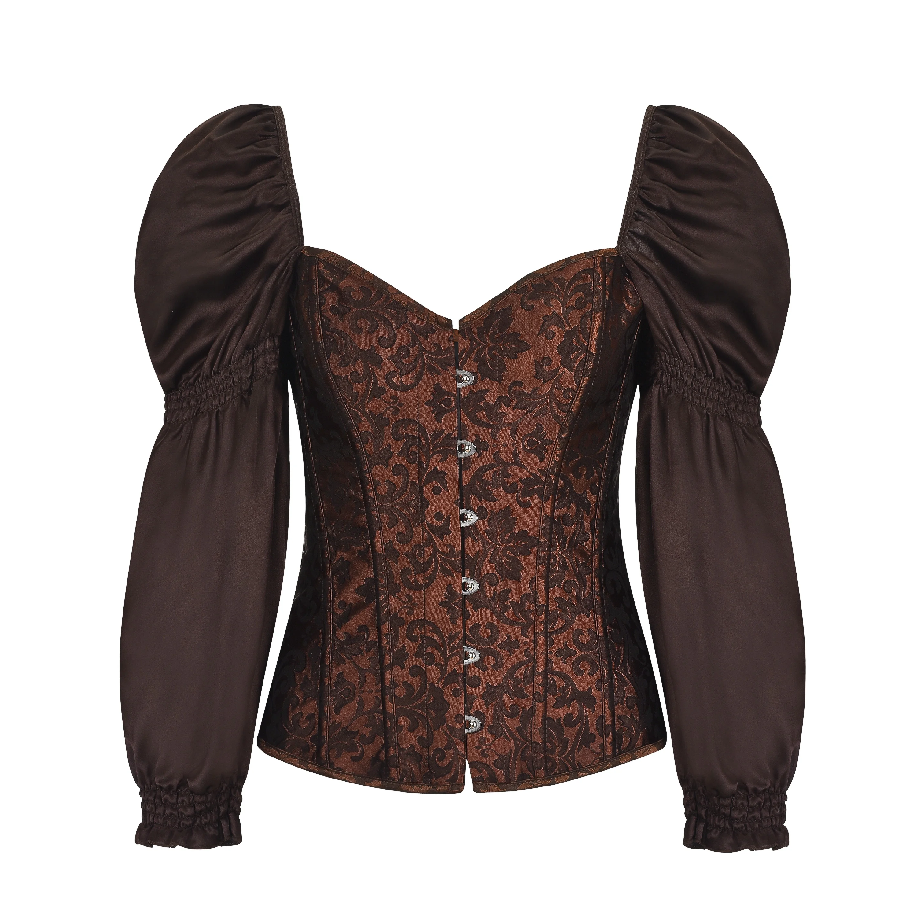 Victorian Retro Corsets And Bustiers With Puff Long Sleeve  Gothic Corset Plus Size Korsett For Women Steampunk Clothing