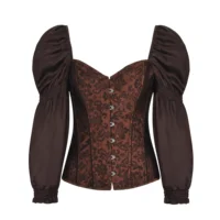 

Victorian Retro Corsets And Bustiers With Puff Long Sleeve Gothic Corset Plus Size Korsett For Women Steampunk Clothing