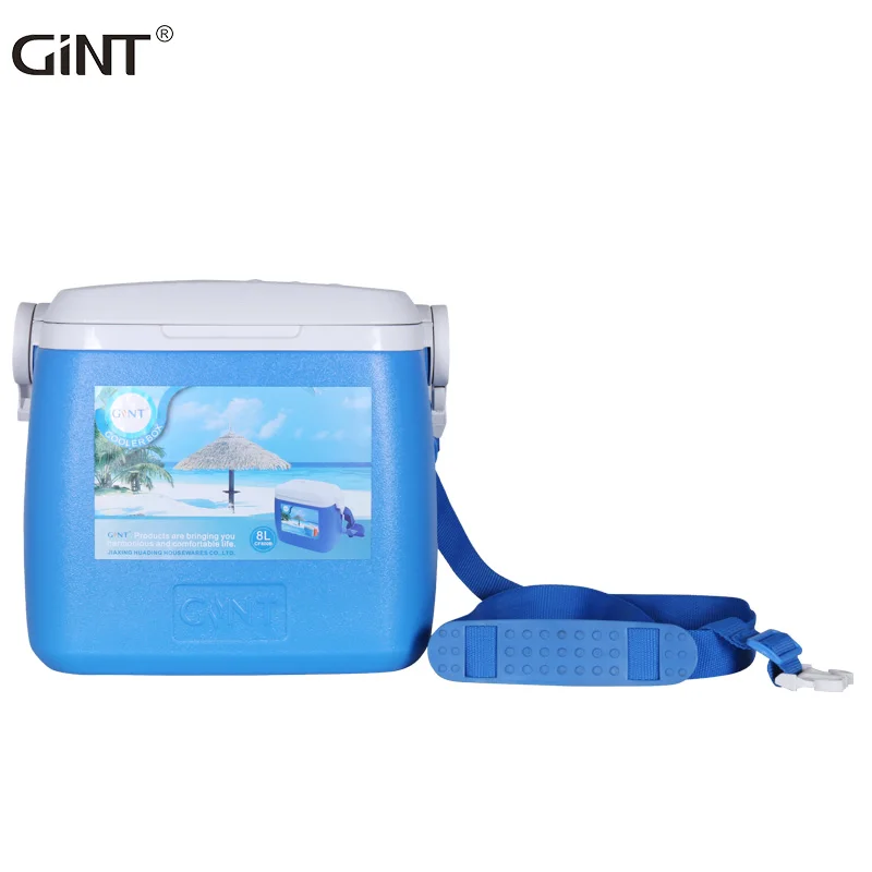 

PU form waterproof insulated 10L portable cooler box with belt strong ice chest for camping fishing wholesale eco friendly, Red/blue/ customized