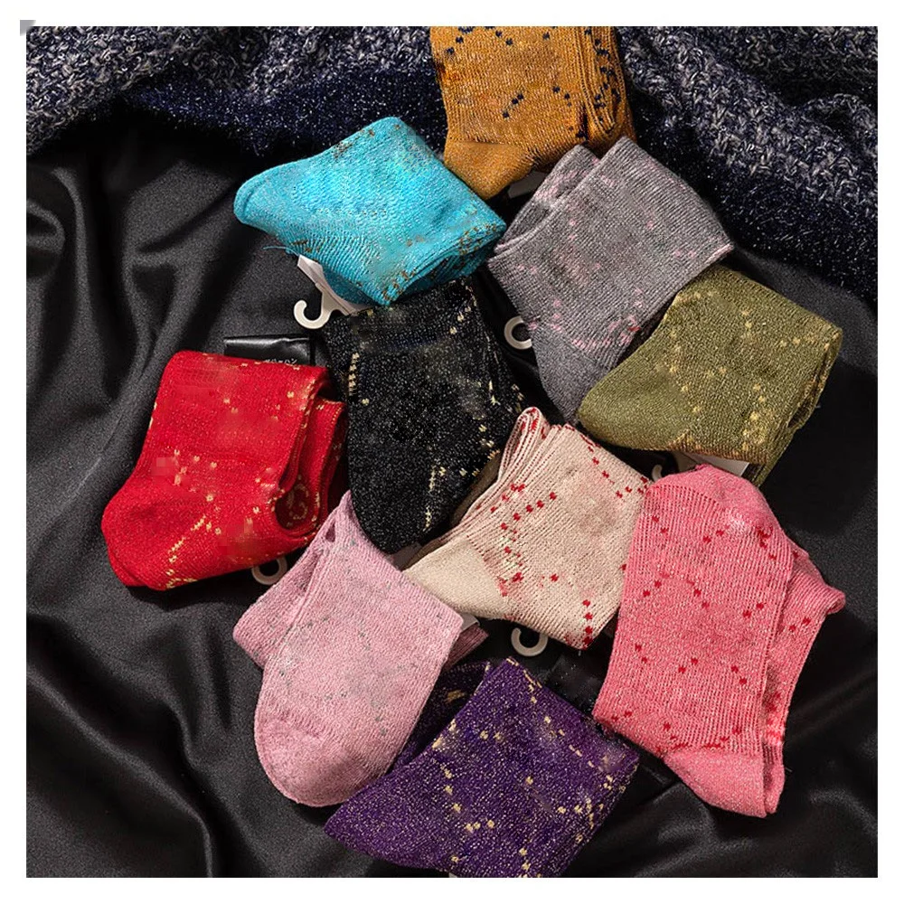 

RTS Wholesale Custom Double G Women Manufacturers Cotton Knit Customised Fashion Long Designer Socks
