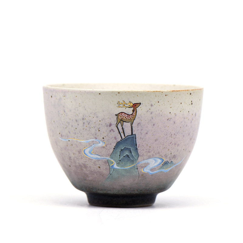 

Chinese Deer 100ml Pottery Coffee Cup, As pictures