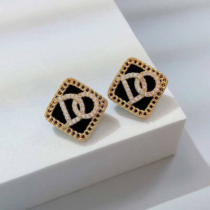 

fashion geometric stud crystal letter earrings