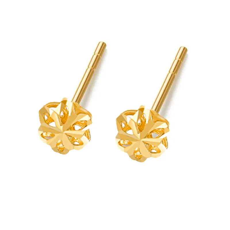 

Luxury Fashion Solid Pure 18K Gold Stud Earrings Jewelry Women Ladies Female Bridal Engagement Wedding Earrings